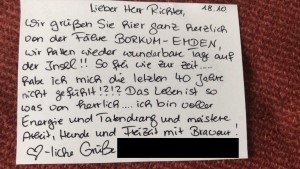 Eine Postkarte, in der ein Klient sagt, dass er Marco Richter für den Therapieerfolg der Hypnosetherapie in Bremen dankt. Hypnose in Bremen bei Depressionen.